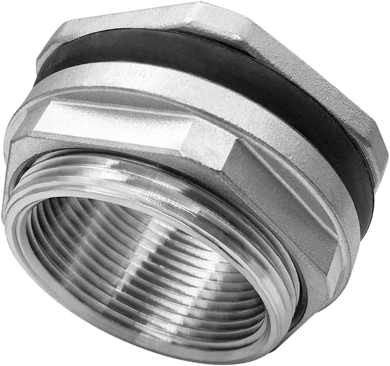 Fitvell 304 Stainless Steel Bulkhead Water Tank Fitting 1-1/2 Inch Female Thread Compression Bulkhead Adapter for Sink - Image 2